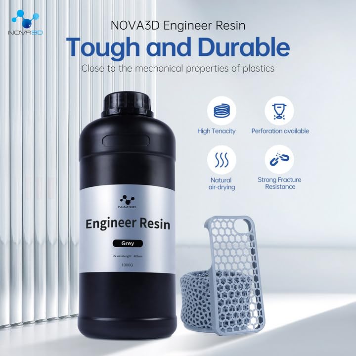 NOVA3D Printer High Resolution Non-Brittle Tappable Engineer Resin 1000g