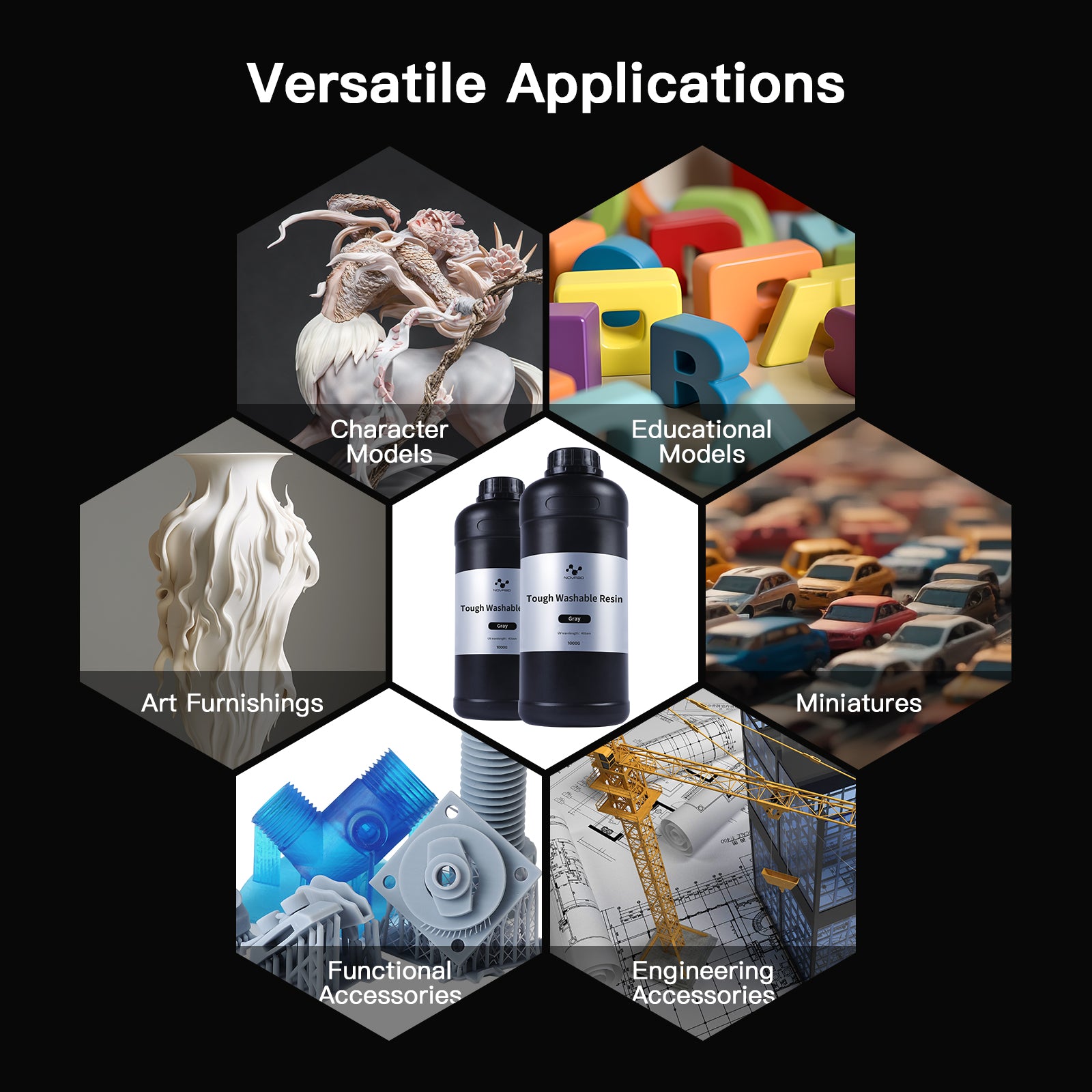 NOVA3D Water Washable 3D Printer Resin Tough Washable Resin