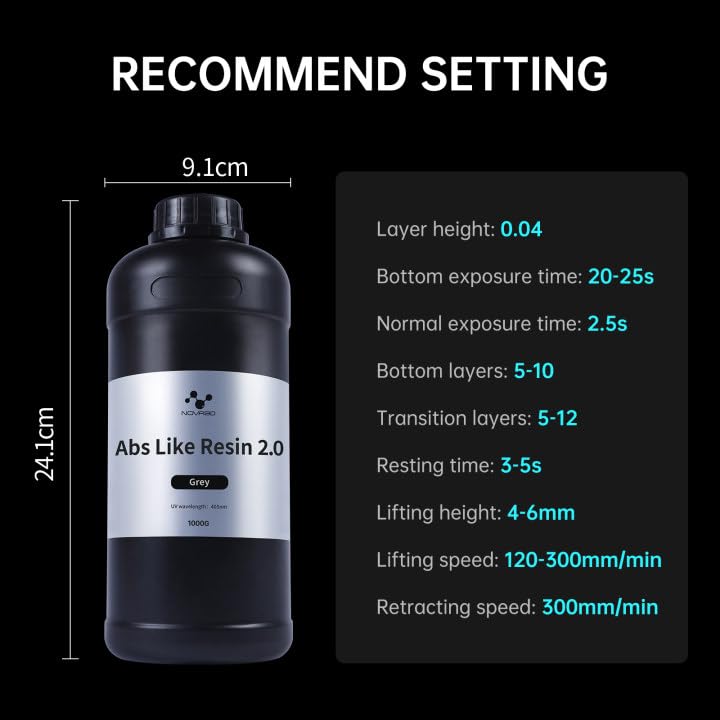 Nova3D ABS-Like 3D Printer Resin 2.0,Enhanced Toughness and Strength