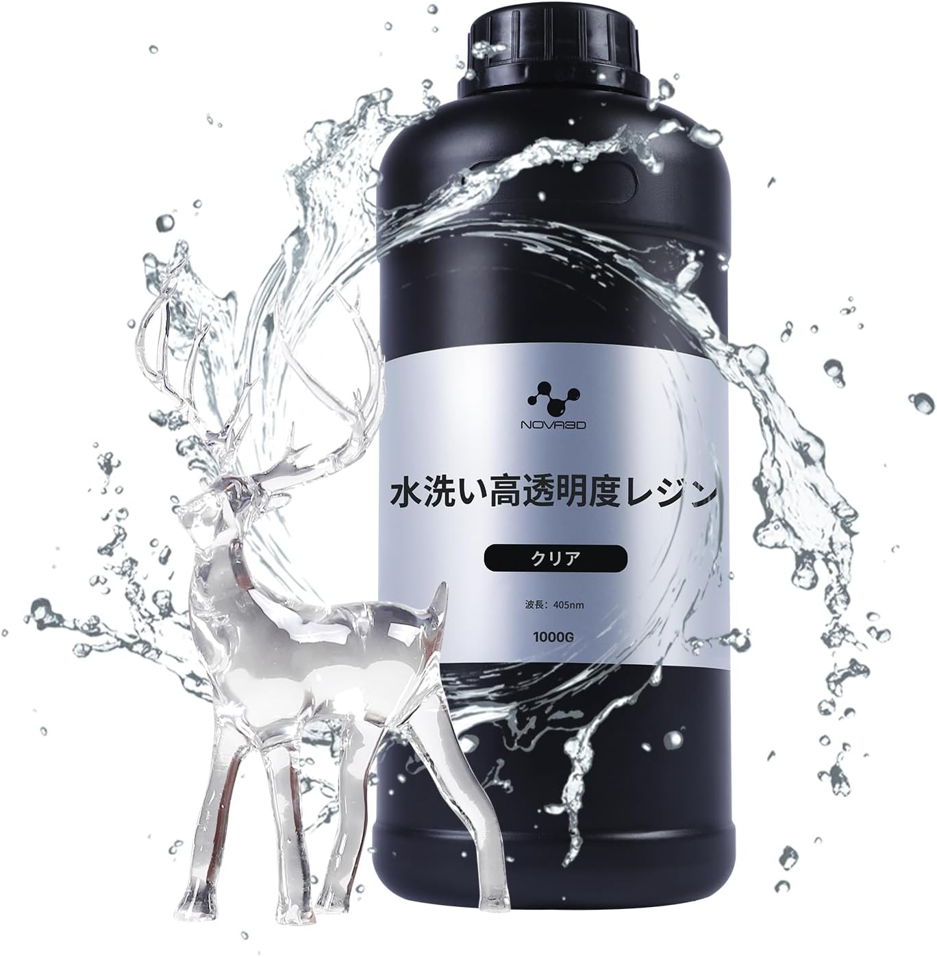 NOVA3D Elfin LCD 3Dプリンター　レジン材料・箱・付属品付き NOVA3D 水洗いレジン 水洗い高透明度レジン【黄変なし+高速印刷+高靭性