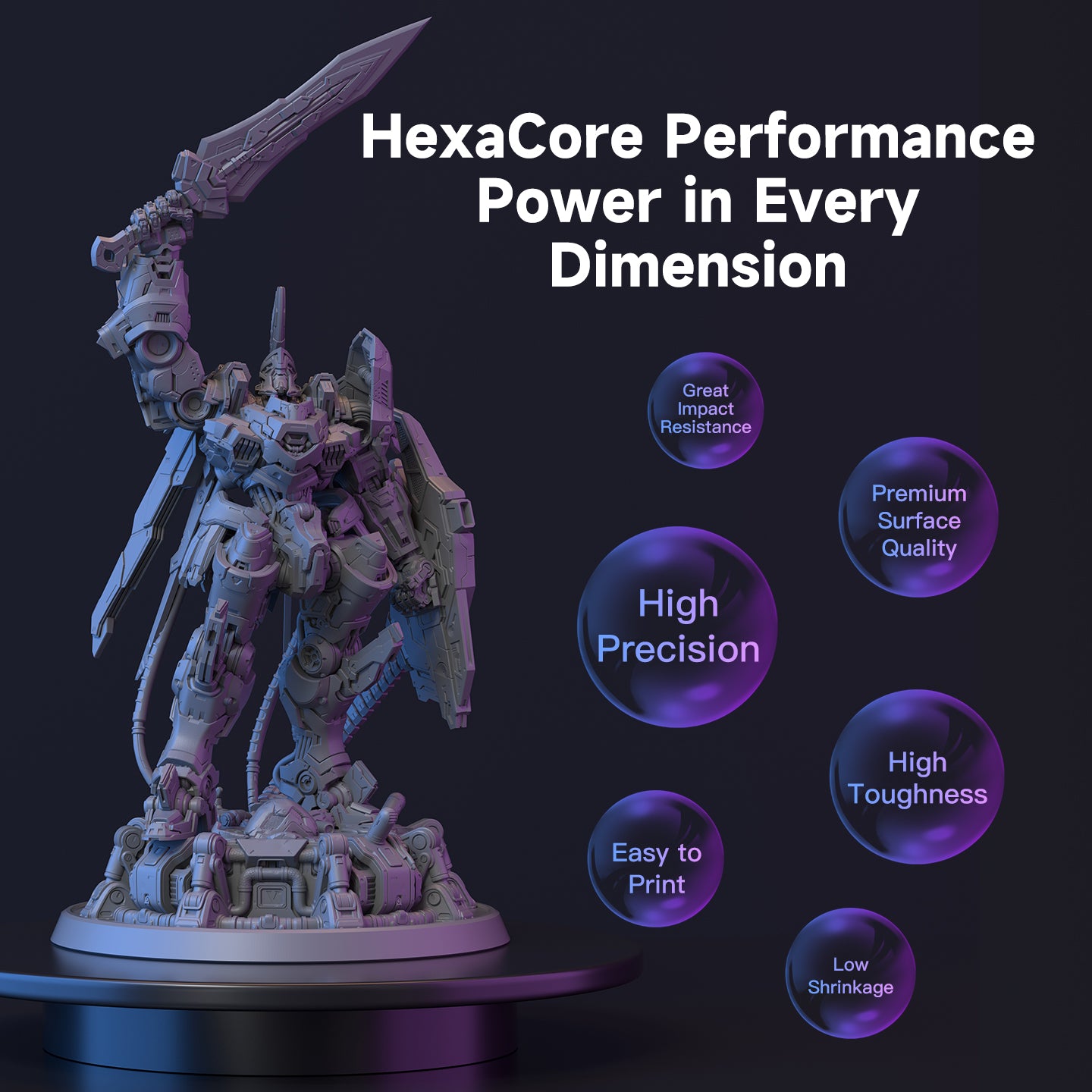 NOVA3D HexaCore Resin Photopolymer 3D Resin Consumable High Precision High Toughness High Strength Easy Printing Low Shrinkage