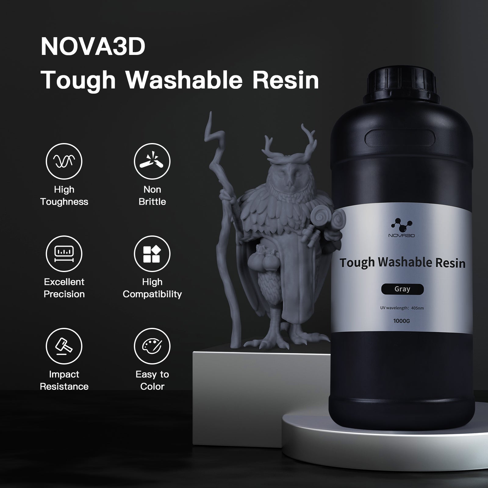 NOVA3D Water Washable 3D Printer Resin Tough Washable Resin