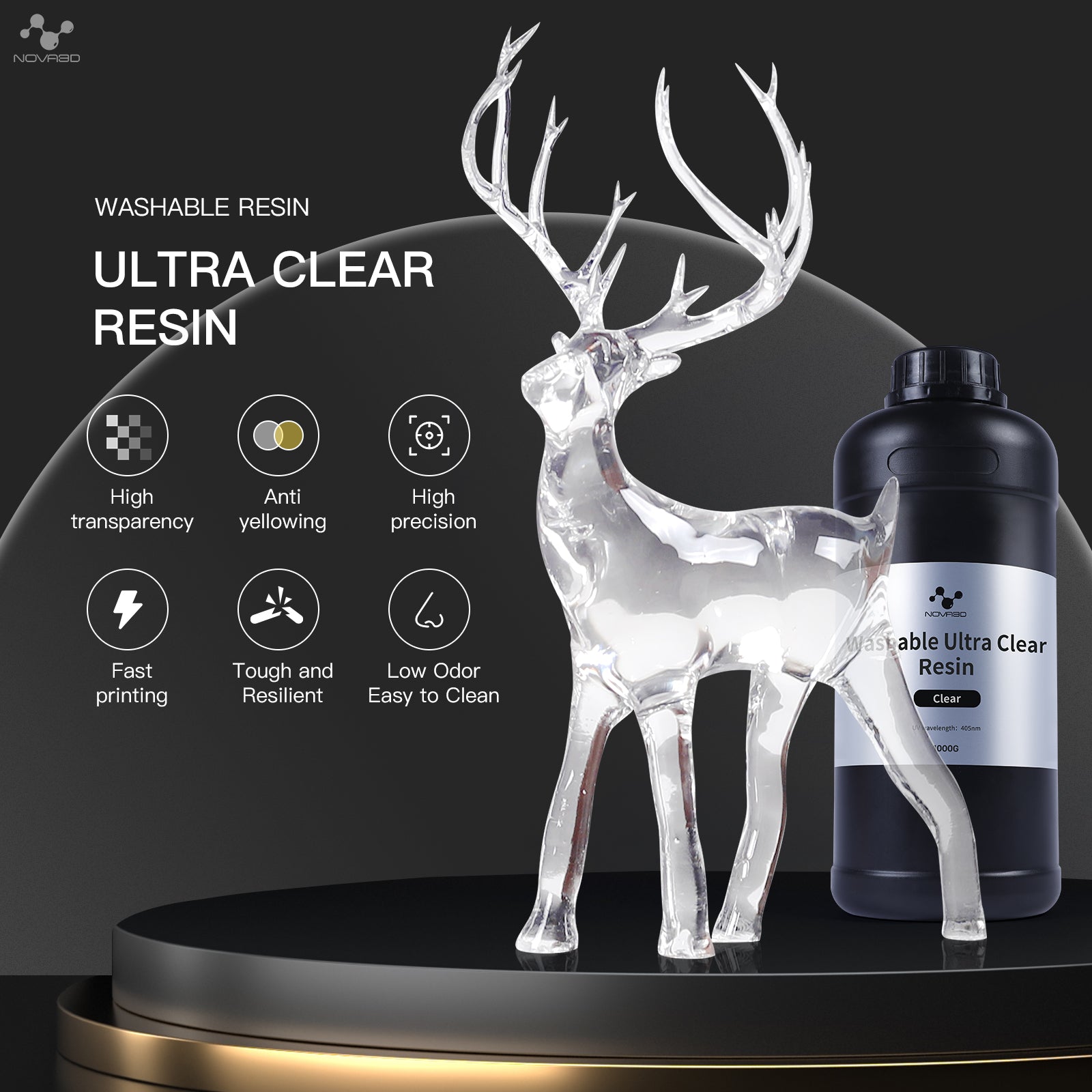 NOVA3D 3Dプリンター用ウォッシャブルウルトラクリアレジン